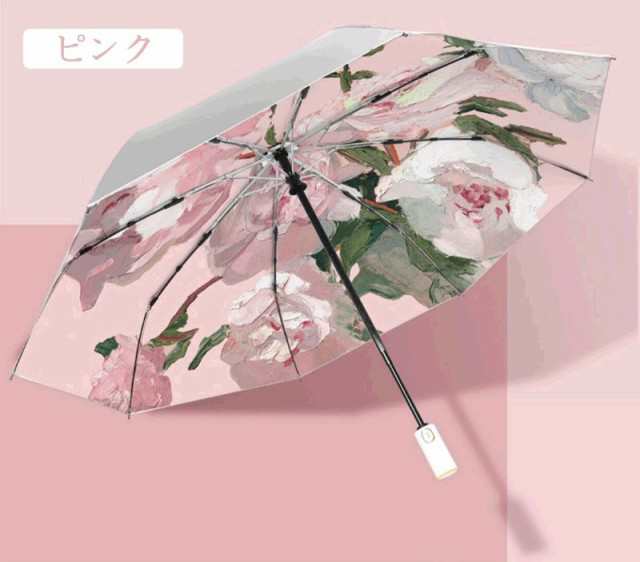 晴雨兼用折り畳み傘 ピンク ハイビスカス柄 UVカット 軽量 日傘 遮光