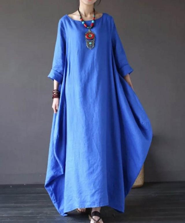 本日13時〜タイムセール！ワンピース ロング丈ワンピース ゆったり 無地 バルーンワンピース ロングの通販は