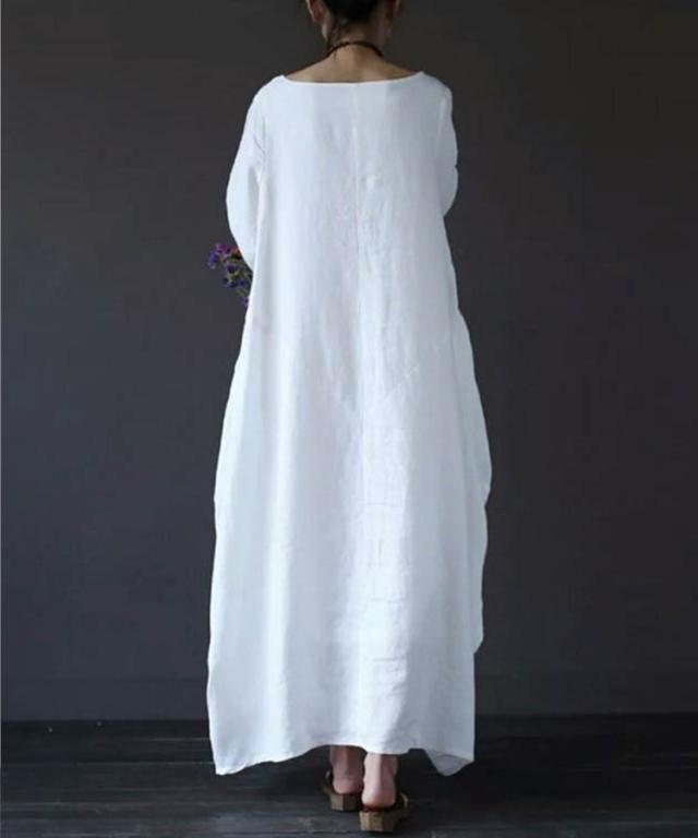 本日13時〜タイムセール！ワンピース ロング丈ワンピース ゆったり 無地 バルーンワンピース ロングの通販は