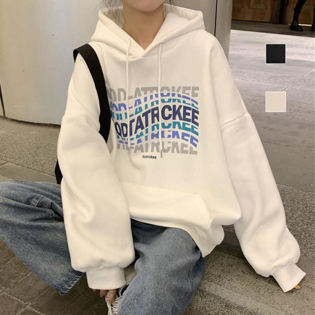 本日13時〜タイムセール！裏起毛パーカー パーカー プルオーバー 英字 ドロップショルダー カジュアル 保温防寒 レディース トップスの通販は