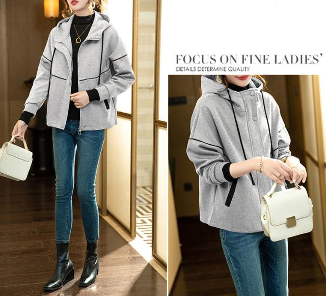 本日13時〜タイムセール！パーカー カジュアル 配色 フード付き ジャケット アウター レディースの通販は