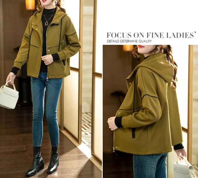 本日13時〜タイムセール！パーカー カジュアル 配色 フード付き ジャケット アウター レディースの通販は