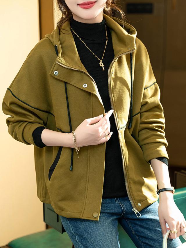 本日13時〜タイムセール！パーカー カジュアル 配色 フード付き ジャケット アウター レディースの通販は
