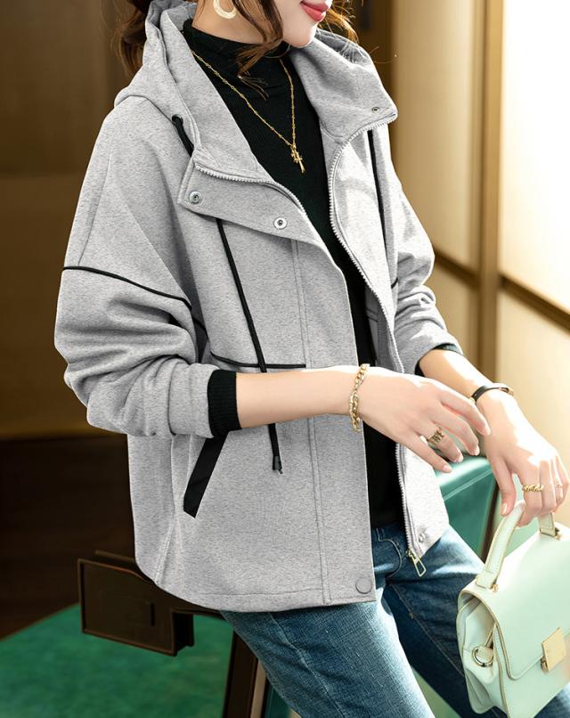 本日13時〜タイムセール！パーカー カジュアル 配色 フード付き ジャケット アウター レディースの通販は