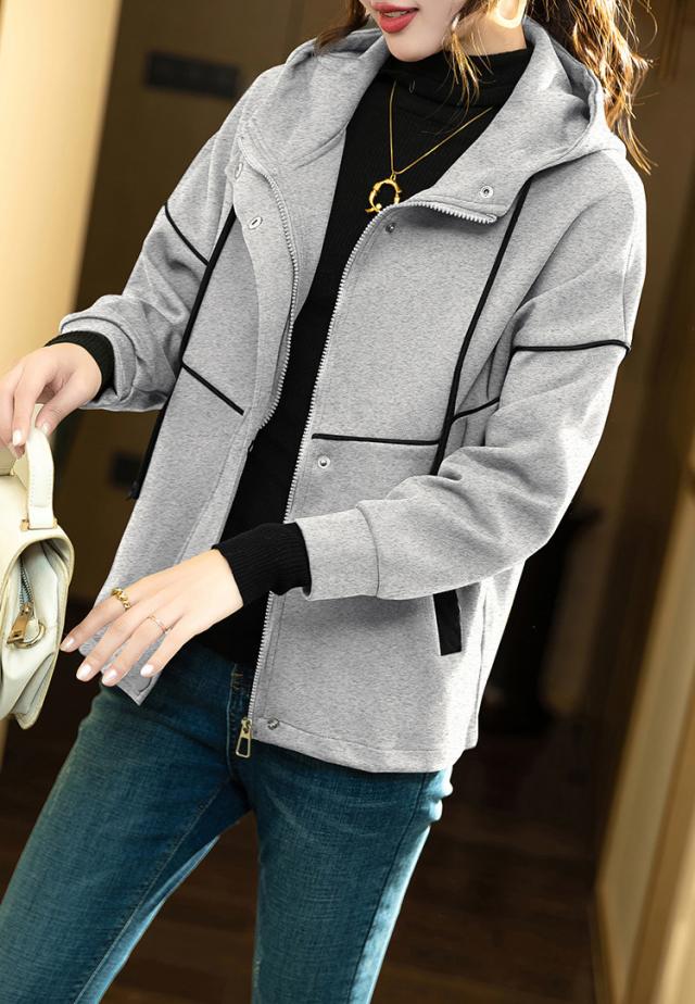 本日13時〜タイムセール！パーカー カジュアル 配色 フード付き ジャケット アウター レディースの通販は