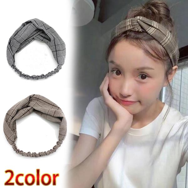 送料無料 メール便 1個 ヘアターバン ヘアバンド クロス ターバン ヘアターバン カチューシャ カチューム チェックの通販はau Pay マーケット Koala