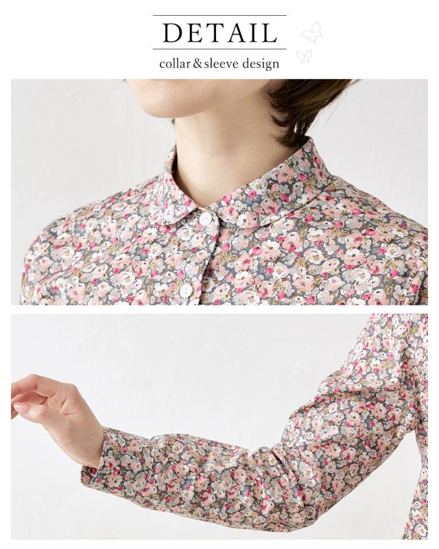 リバティ LIBERTY シャツ衿 日本製 花柄 フラワー 草花