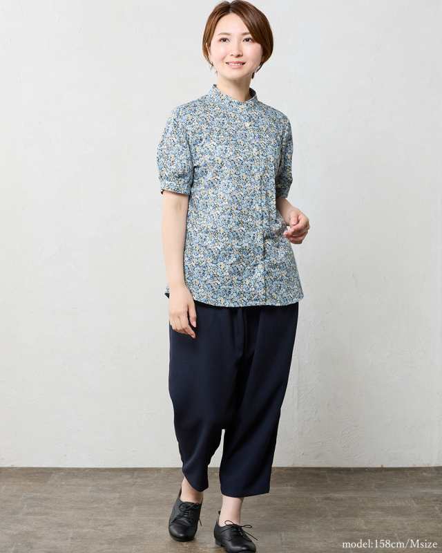 リバティ LIBERTY 半袖 シャツ スタンドカラー バンドカラー