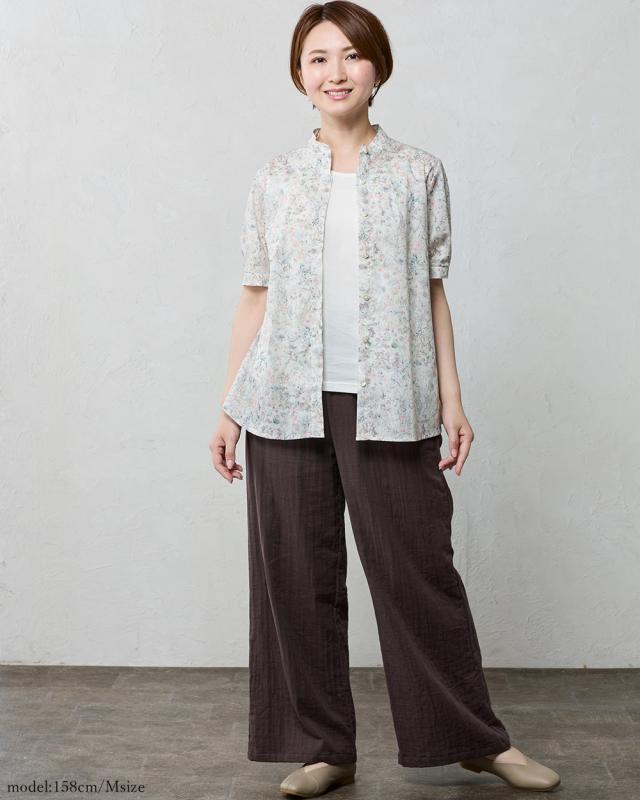 リバティ LIBERTY 半袖 シャツ スタンドカラー バンドカラー