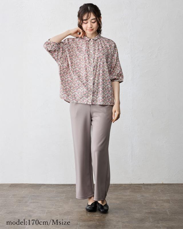 リバティ LIBERTY 7分袖 シャツ シャツカラー 日本製 花柄 フラワー 