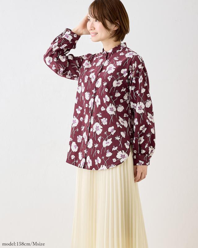 リバティ ブラウス コール天 シャツ レディース 日本製 花柄 フラワー