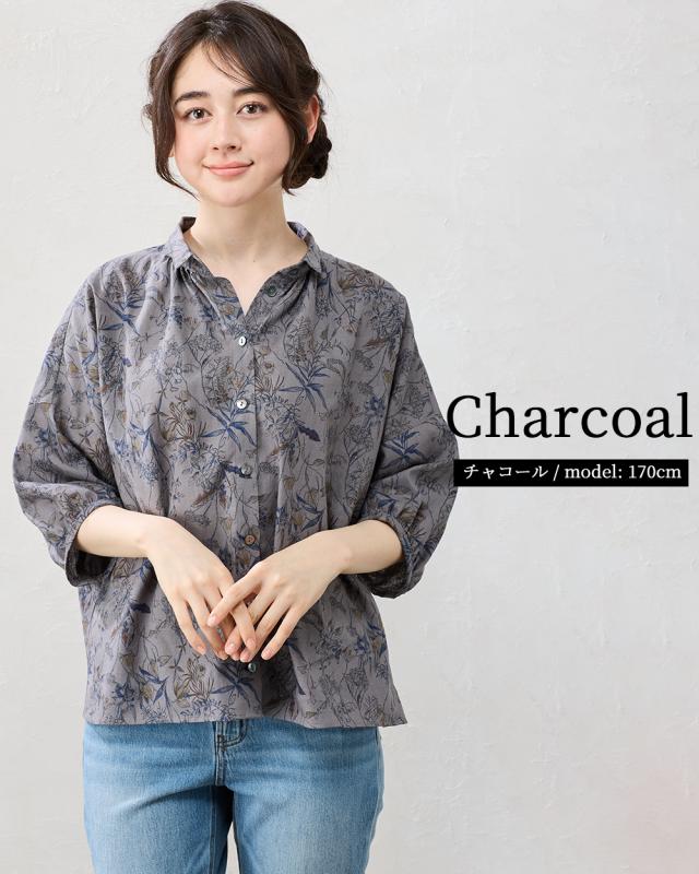 日本製 綿麻 麻混 綿混 ブラウス 体型隠し ゆったり 麻 綿 コットン