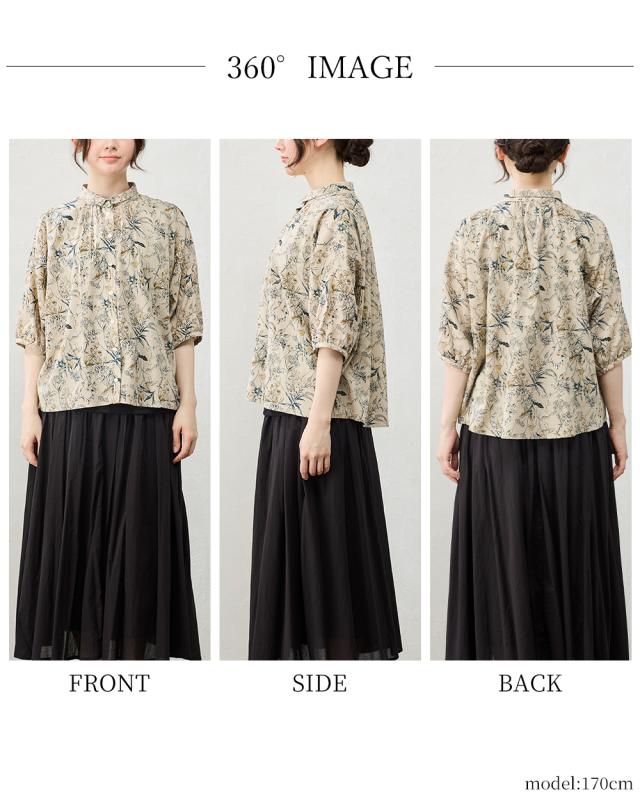 日本製 綿麻 麻混 綿混 ブラウス 体型隠し ゆったり 麻 綿 コットン