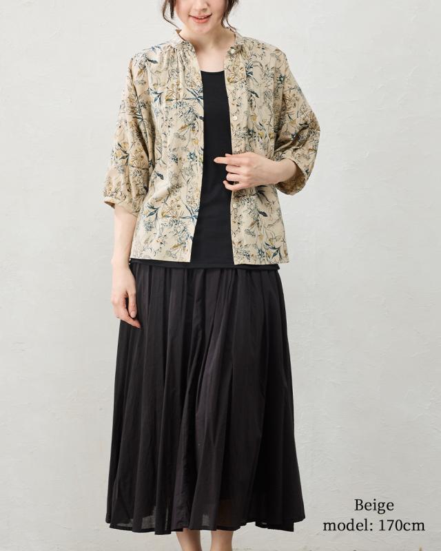 日本製 綿麻 麻混 綿混 ブラウス 体型隠し ゆったり 麻 綿 コットン