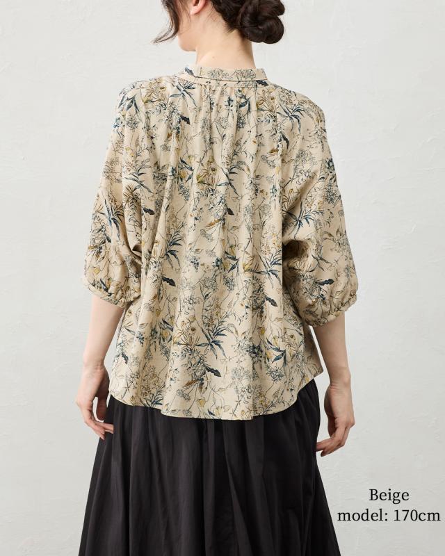 日本製 綿麻 麻混 綿混 ブラウス 体型隠し ゆったり 麻 綿 コットン