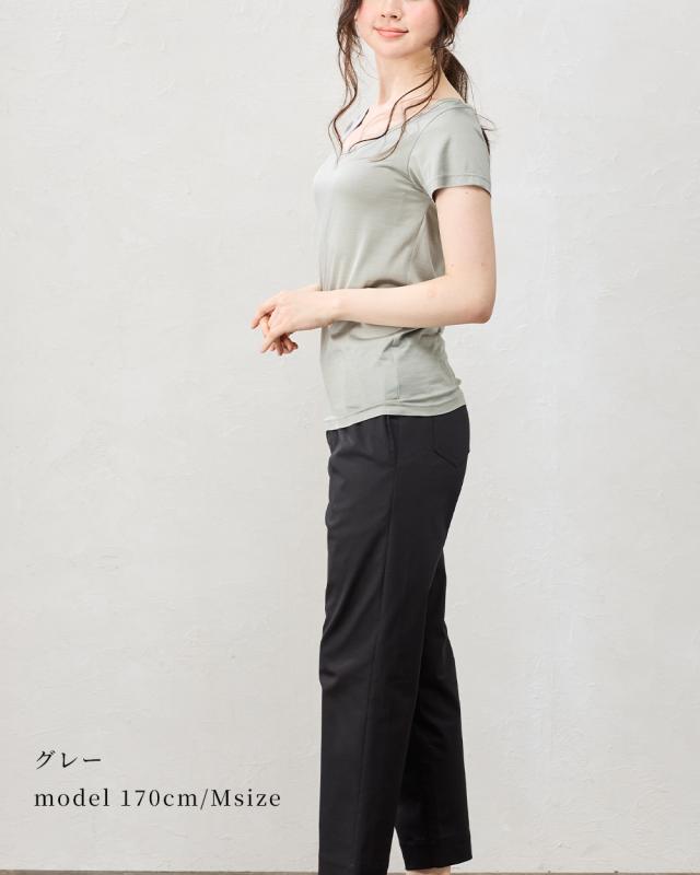 【日本製】シルク100％ バレエネック バレリーナネック tシャツ インナー 登山 シャツ 半袖 レディース クルーネック カットソー トップス 絹 さらさら 吸湿性 放湿性 保湿性 光沢 しなやか 軽い 低刺激 肌触り 軽やか タンパク質 心地よい 高級感 オールシーズン 綺麗め_7