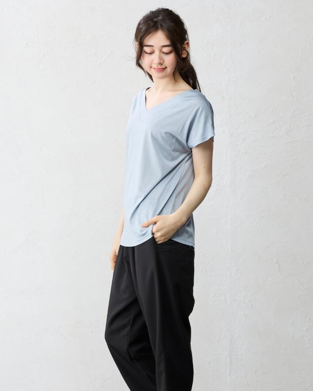 日本製】シルク100％ Vネックカットソー tシャツ 登山 シャツ