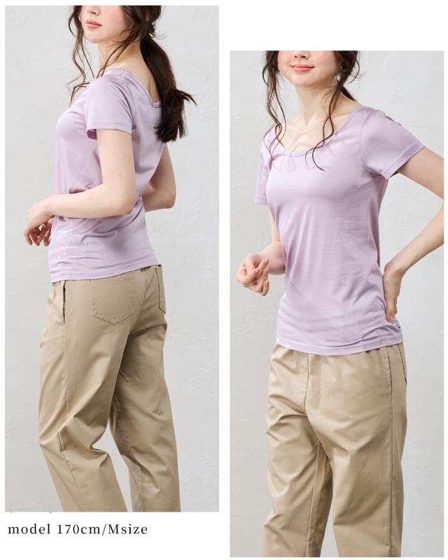 日本製】シルク100％ バレエネック バレリーナネック tシャツ インナー