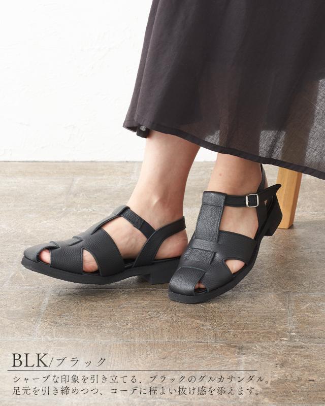 [日本製] レザー 本革 レザーグルカサンダル スクエア レザーサンダル グルカサンダル サンダル ソフトレザー ヒール 3.5cm 履きやすい らくちん 靴 くつ 柔らかい 軽量 外反母趾 フォーマル シンプル レディース ファッション recipe レシピ ブラック シルバー RP-518