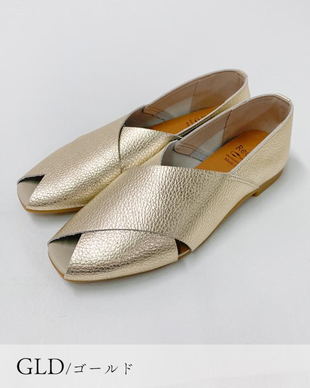 日本製] レザー 本革 痛くない オープントゥ クロスベルト Vライン