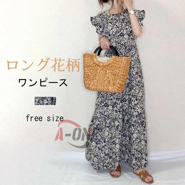 マキシワンピース 夏 新作 花柄ワンピース 半袖 ロング丈 綿痲 大人 冷感 涼しい 代 30代 40代 50代 おしゃれ ゆったり の通販はau Pay マーケット A One