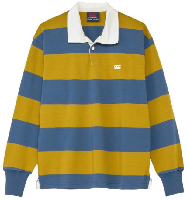 Canterbury オタゴ　ラガーシャツ 青/黄色 カンタベリー ビッグ 大きいサイズ ラガーシャツ 長袖 襟付 メンズ