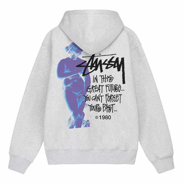 ステューシー STUSSY ロゴプリント ジップアップパーカーフード L 黒