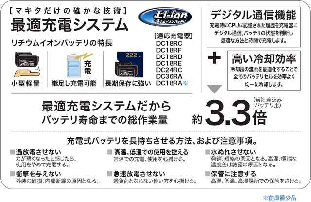 マキタ 純正 BL1860B 18V 6.0Ah バッテリー 国内 正規品 純正リチウム