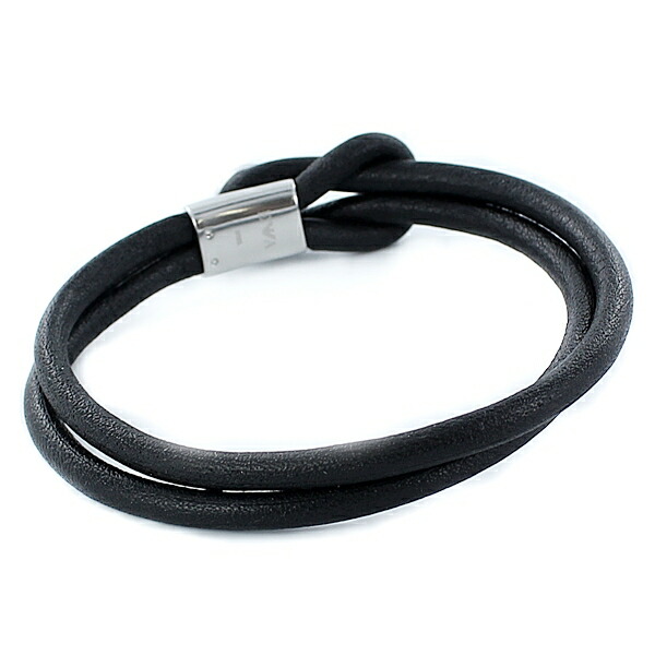 エンポリオアルマーニ ジュエリー ファッション アクセサリー BRACELET ブレスレット ブラック×シルバー レザー EGS2212040 誕生日プレゼント　成人 卒業 入学_1