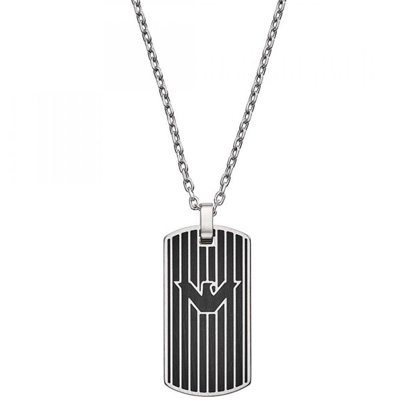 エンポリオアルマーニ メンズ レディース 男女兼用 ユニセック アクセサリー ジュエリー ネックレス ペンダント ブラック シルバー ステンレス 卒業 入学 お祝いの通販は 12,402円