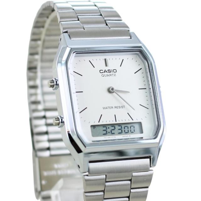 カシオ プレミアム 日本未発売 アナログデジタル 腕時計 手表 メンズ レディース キッズ 男女兼用 シンプル 時計 白 ホワイト シルバー 男の子 女の子 誕生日プレゼント 小学生 中学生 高校生 大学生 彼氏 彼女 父 母 誕生日プレゼント 記念日 ギフト　成人 卒業 入学