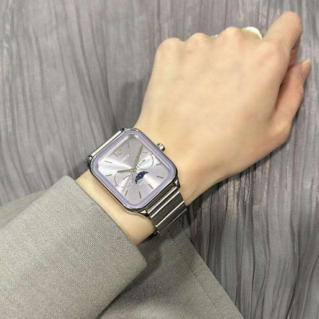 海外限定モデル カシオ スタンダード CASIO 腕時計 手表 メンズ レディース 収納ケース付き チープカシオ ムーンフェイズ パープル メタルバンド 中学生 高校生 大学生 彼氏 彼女 父 母 誕生日プレゼント 記念日 ギフト　成人 卒業 入学_6