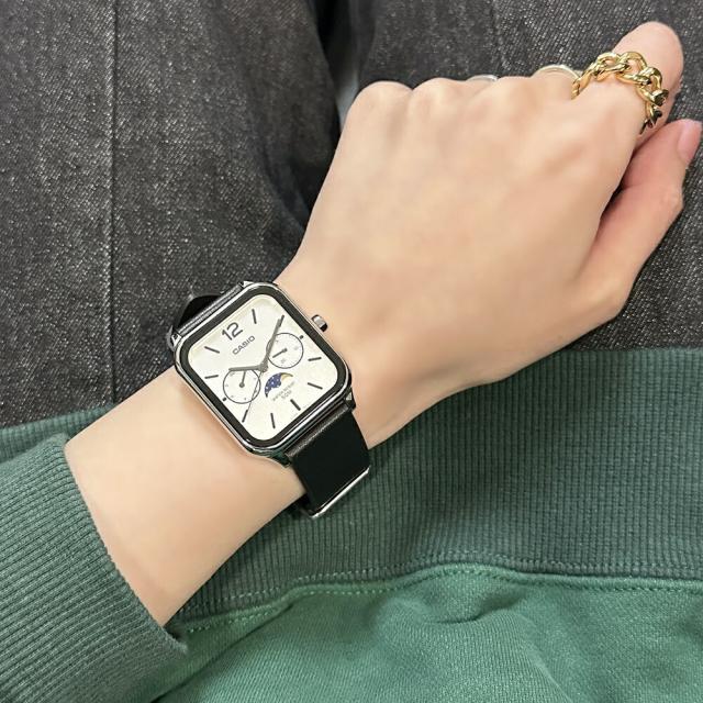 海外限定モデル カシオ スタンダード チプカシ ムーンフェイス 腕時計 手表 メンズ レディース 収納ケース付き ブラック 革ベルト 誕生日プレゼント 中学生 高校生 大学生 彼氏 彼女 父 母 誕生日プレゼント 記念日 ギフト 海外モデル　成人 卒業 入学_4