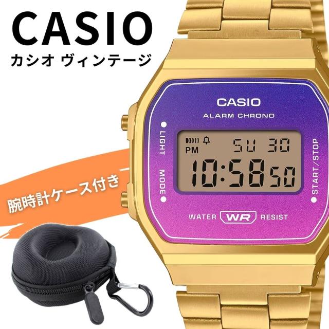 カシオ 腕時計 メンズ レディース CASIO VINTAGE 海外モデル デジタル ゴールド パープル グラデーション レトロ 収納ケース付き 防水 軽量 おしゃれ プレゼント ギフト A168WERG-2A 成人 卒業 入学