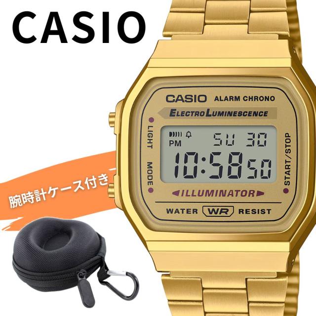 カシオ 腕時計 メンズ レディース デジタル 腕時計ケース付き ゴールド ELライト デイデイト 軽量 レトロ 通勤 通学 学生 CASIO チープカシオ 海外モデル プレゼント ギフト A168WG-9W 成人 卒業 入学 7,120円