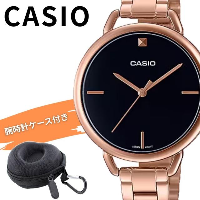 数量限定 日本未発売 カシオ レディース 腕時計 チープカシオ チプカシ 収納ケース付き 防水 軽量 ピンクゴールド ブラック シンプル ビジネス 中学生 高校生 女の子 プレゼント ギフト CASIO 女性 時計 LTP-E415PG-1C　成人 卒業 入学