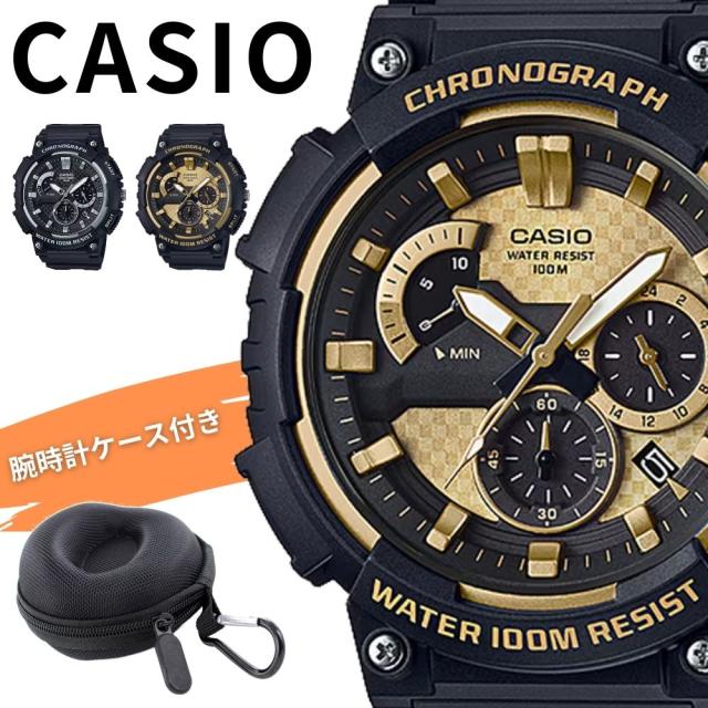逆輸入限定 レアモデル カシオ メンズ 腕時計 収納ケース付き ブラック ゴールド かっこいい クロノグラフ 防水 軽量 シンプル チープカシオ チプカシ ビジネス 誕生日 プレゼント ギフト CASIO 時計 MCW-200H-1AV MCW-200H-9AV　成人 卒業 入学
