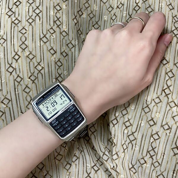お揃い ペアウォッチ データバンク オシャレ デジタル カシオ 腕時計 手表 スタンダード メンズ レディース 時計 チプカシ テレメモ 多機能 軽量 防水 レトロ シルバー ブレスウォッチ　成人 卒業 入学_2
