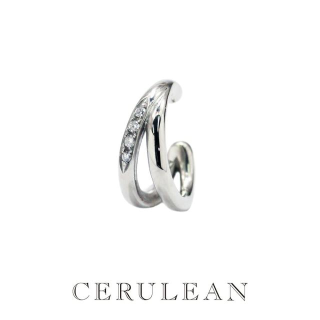 CERULEAN セルリアン イヤーカフ レディース 天然ダイヤモンド 0.04ct 片耳 サージカルステンレス 金属アレルギー対応 つけっぱなし シルバー 正規品 誕生日 彼女 妻 結婚記念日 ギフト　成人 卒業 入学