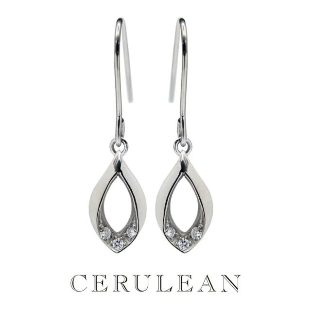 CERULEAN セルリアン ピアス レディース ダイヤモンド 0.06ct  上品 揺れる 両耳 リーフモチーフ 日本製 ダイヤ サージカルステンレス 金属アレルギー対応 正規品 誕生日 彼女 妻 結婚記念日 ギフト　成人 卒業 入学