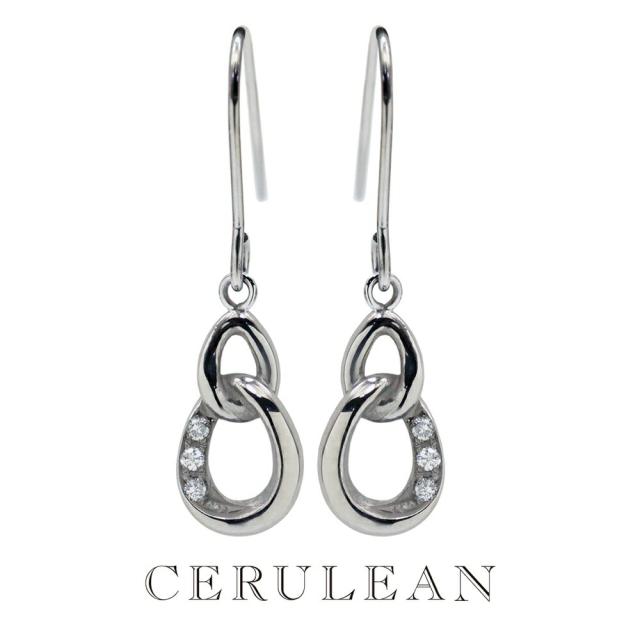 CERULEAN セルリアン ピアス レディース ダイヤモンド 0.06ct  上品 揺れる 両耳 フックピアス 日本製 ダイヤ サージカルステンレス 金属アレルギー対応 正規品 誕生日 彼女 妻 結婚記念日 ギフト　成人 卒業 入学
