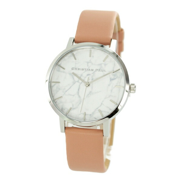 クリスチャンポール 腕時計 手表 レディース ホワイトマーブル 大理石柄 ヌードベージュ レザー 天然皮革 MWS3504 誕生日プレゼント　成人 卒業 入学