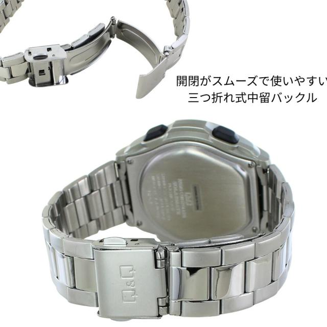 Q&Q シチズン 腕時計 収納ケース付き メンズ 電波ソーラー デジタル 10気圧防水 メタルバンド 電波時計 チプシチ チープシチズン ビジネス カジュアル ギフト プレゼント D06A-001VK　成人 卒業 入学_2