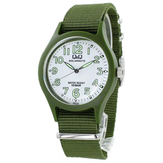 日本製 シチズン プチプラ 腕時計 手表 電池交換不要 防水 Q&Q ソーラー 時計 メンズ レディース 中学生 高校生 受験 入学祝い 仕事用 ビジネス チープシチズン カーキ　成人 卒業 入学