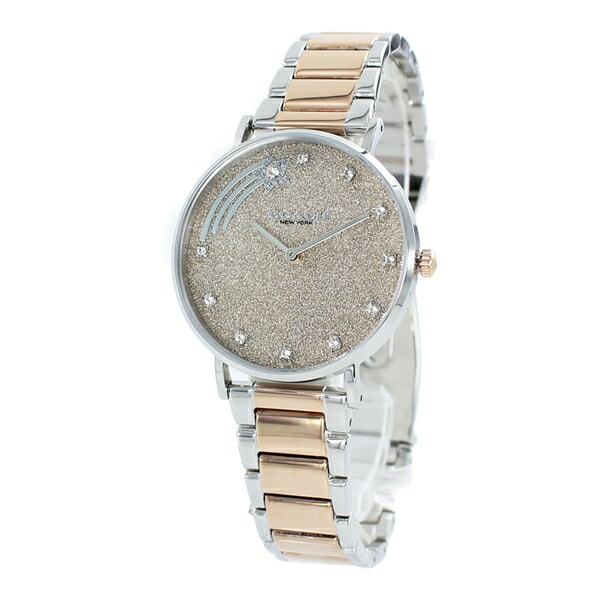 コーチ 女性 女友達 女の子 ブランド 腕時計 手表 レディース 星 ラメ ペリー ボーイズサイズ バイカラー シルバー ローズゴールド ステンレスのベルト 誕生日プレゼント 卒業 入学 お祝いの通販は