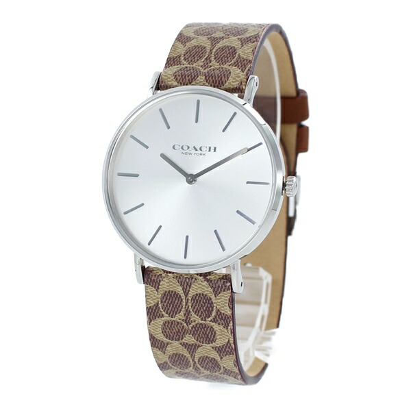★時計箱・BOXのみ訳あり特価★コーチ 時計 レディース 腕時計 手表 PERRY ペリー シルバーケース ブラウン シグネチャー レザー 14503122 誕生日プレゼント 卒業 入学 お祝い