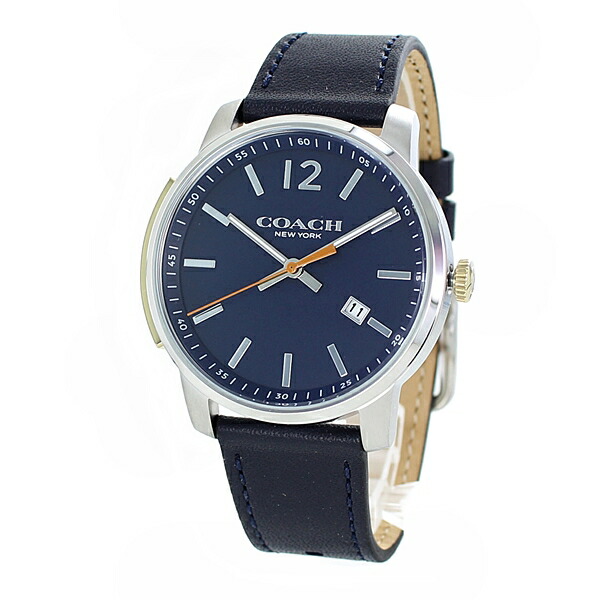 シンプル 定番ウォッチに 大人 スーツ カジュアルにも ネイビー メンズ 腕時計 手表 贈り物に コーチ BLEECKER ブリーカー 14602343 誕生日プレゼント　成人 卒業 入学