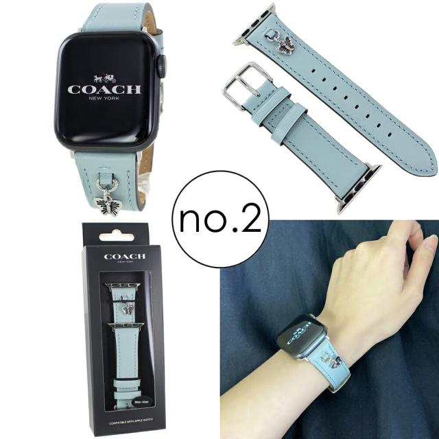 COACH コーチ アップルウォッチレザーベルト 38mm 40mm対応 ブルー コーチ アップルウォッチ ベルト バンド レディース メンズ