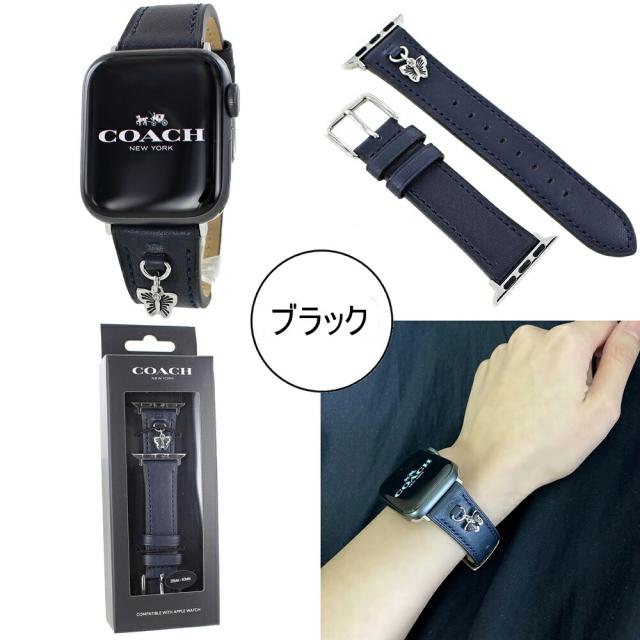 コーチ アップルウォッチ ベルト バンド レディース メンズ おしゃれ 革 ブラック 黒 Apple Watch ベルト 38 40 41mm シリーズ 9 8 7 SE 全シリーズ対応 スマートウォッチ用 彼女 彼氏 誕生日 プレゼント おすすめ ギフト　成人 卒業 入学_2