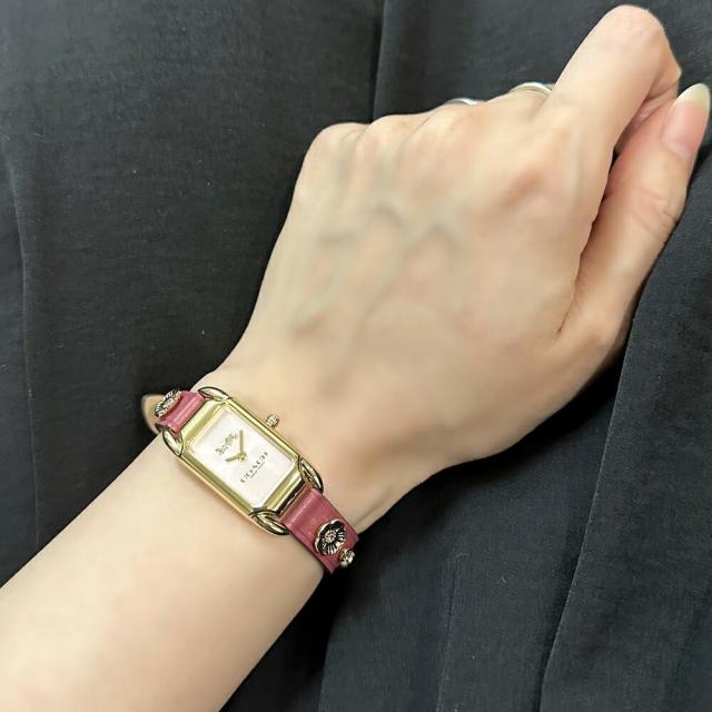 コーチ 腕時計 手表 小さめ レディース ケイディ 長方形 四角 シンプル ピンク レザー 革ベルト 女性 誕生日 記念日 プレゼント 彼女 妻 母 時計 ブランド ギフト かわいい おしゃれ レディースファッション ギフト　成人 卒業 入学_2